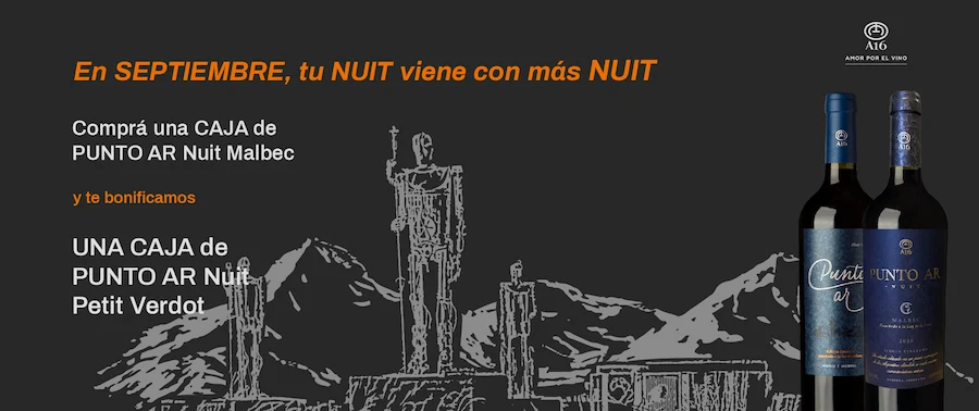 En Septiembre, tu NUIT viene con más NUIT: comprá una caja de de Punto Ar Nuit Malbec y te bonificacamos una caja de Punto Ar Nuit Petit Verdot