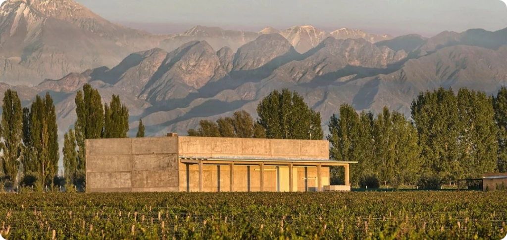 La bodega A16 con fondo de la precordillera